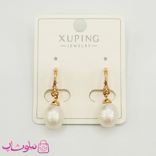 گوشواره آویز ژوپینگ مدل مرواریدی سفید کد 2491