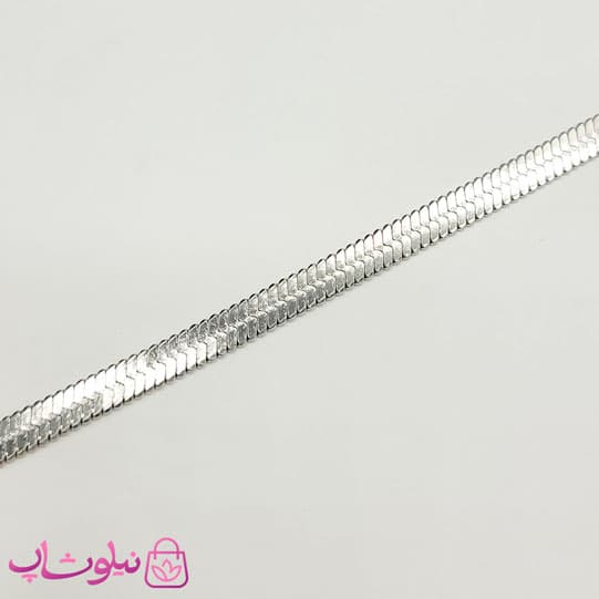 گردنبند هرینگبون ژوپینگ مدل تخت نقره ای 5 میل کد 749 — تصویر ۵