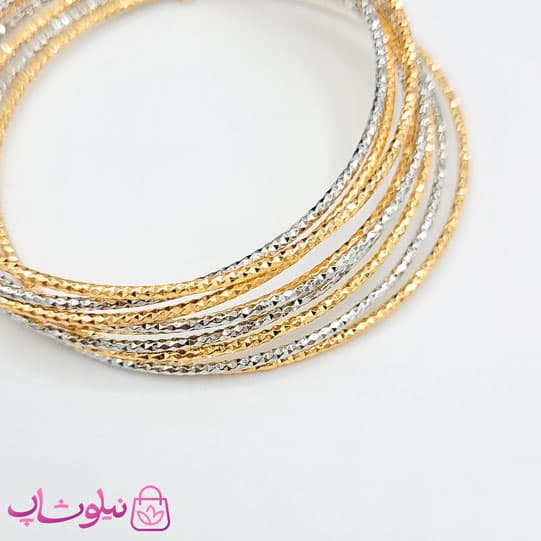النگو زنانه ysx دورنگ سایز 60 (9 عدد النگو متصل) کد 7491 — تصویر ۳