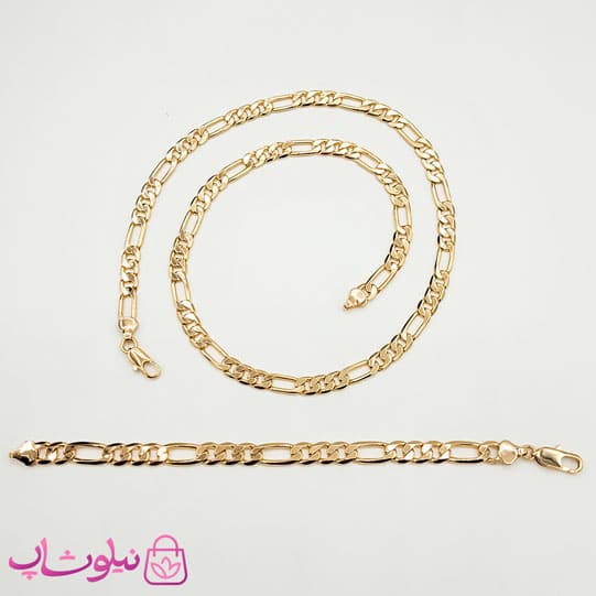 گردنبند/ دستبند ژوپینگ مدل فیگارو طلایی — تصویر ۵