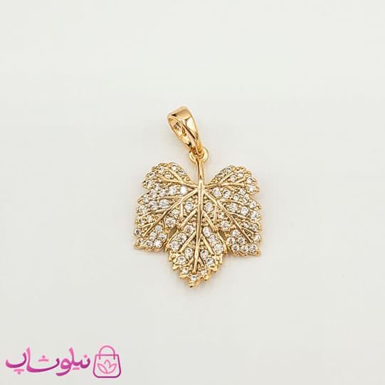 پلاک دخترانه ژوپینگ طرح برگ نگیندار طلایی کد 1091 — تصویر ۴