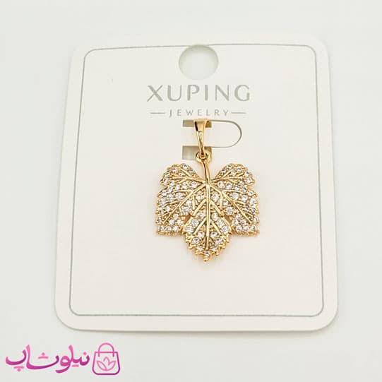پلاک دخترانه ژوپینگ طرح برگ نگیندار طلایی کد 1091 — تصویر ۵