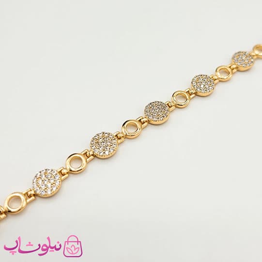 دستبند دخترانه ژوپینگ با حلقه های دایره نگیندار کد 2981 — تصویر ۴