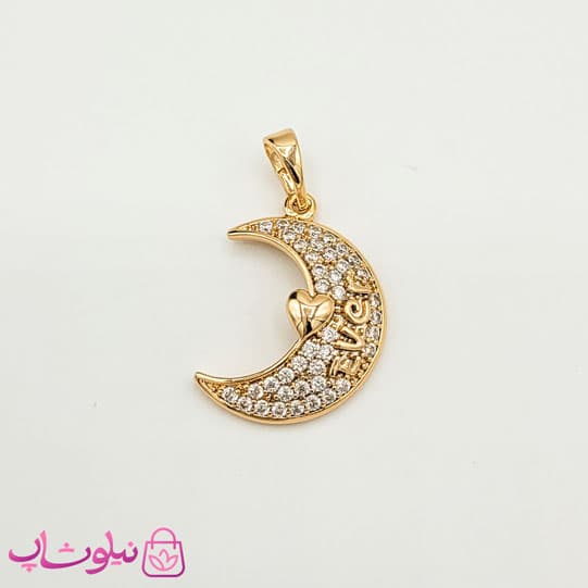 پلاک دخترانه ژوپینگ طرح ماه نگیندار طلایی کد 1291 — تصویر ۲