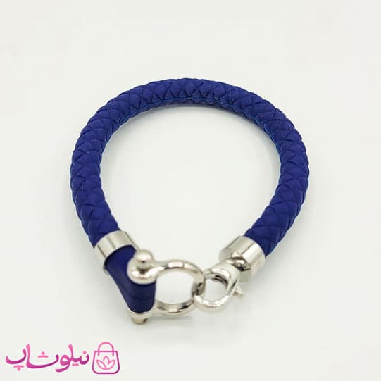 دستبند امگا رابر سرمه ای مردانه قفل نقره ای کیفیت مستر کد 650 — تصویر ۲