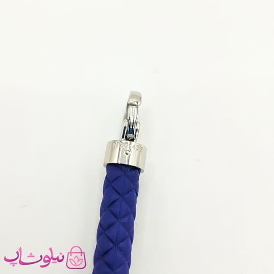 دستبند امگا رابر سرمه ای مردانه قفل نقره ای کیفیت مستر کد 650 — تصویر ۳