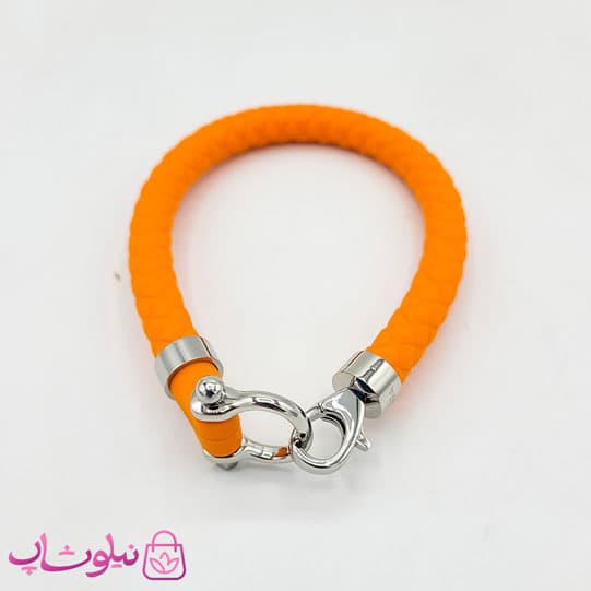 دستبند امگا رابر نارنجی قفل نقره ای مردانه زنانه کیفیت مستر کد 1100