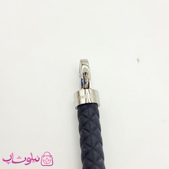 دستبند امگا رابر مشکی مردانه زنانه با قفل نقره ای کیفیت مستر کد 1100 — تصویر ۵