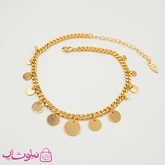 پابند زنجیری ysx با آویز دایره طلایی کد 3291 — تصویر ۲