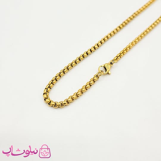 گردنبند اسپرت مدل دمبل ورزشی طلایی استیل (اندازه پلاک درشت) کد 250 — تصویر ۵