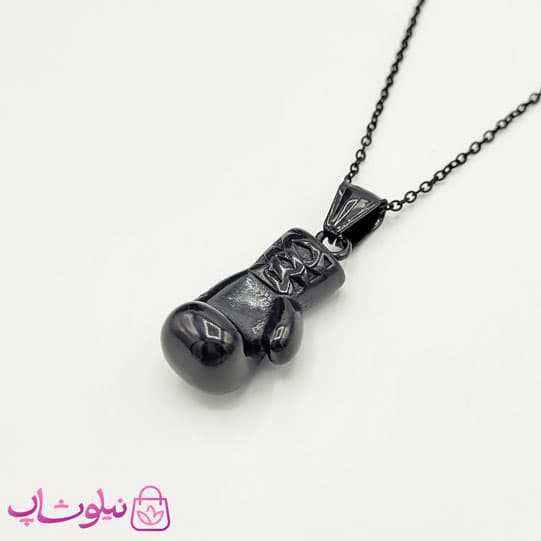 گردنبند بوکس استیل مشکی کد 1091 — تصویر ۶