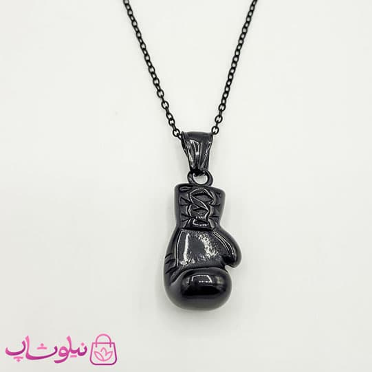 گردنبند بوکس استیل مشکی کد 1091 — تصویر ۵