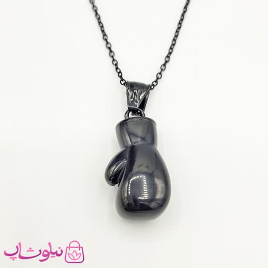 گردنبند بوکس استیل مشکی کد 1091 — تصویر ۴