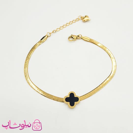 دستبند دخترانه ونکلیف طلایی مشکی کد 895