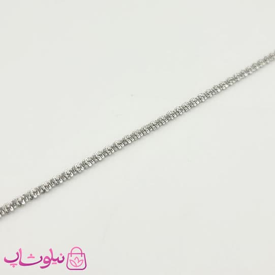 دستبند زنانه مدل زنجیر خاویاری استیل نقره ای کد 591 — تصویر ۳