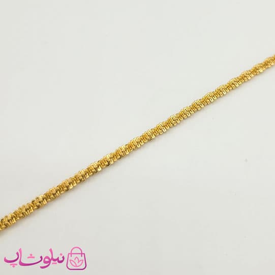 دستبند زنانه مدل زنجیر خاویاری استیل طلایی کد 99 — تصویر ۵