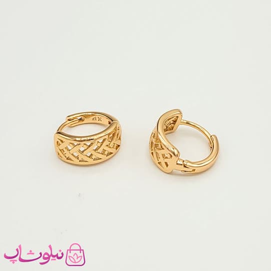 گوشواره حلقه ای پهن کوچک ژوپینگ طرحدار کد 571