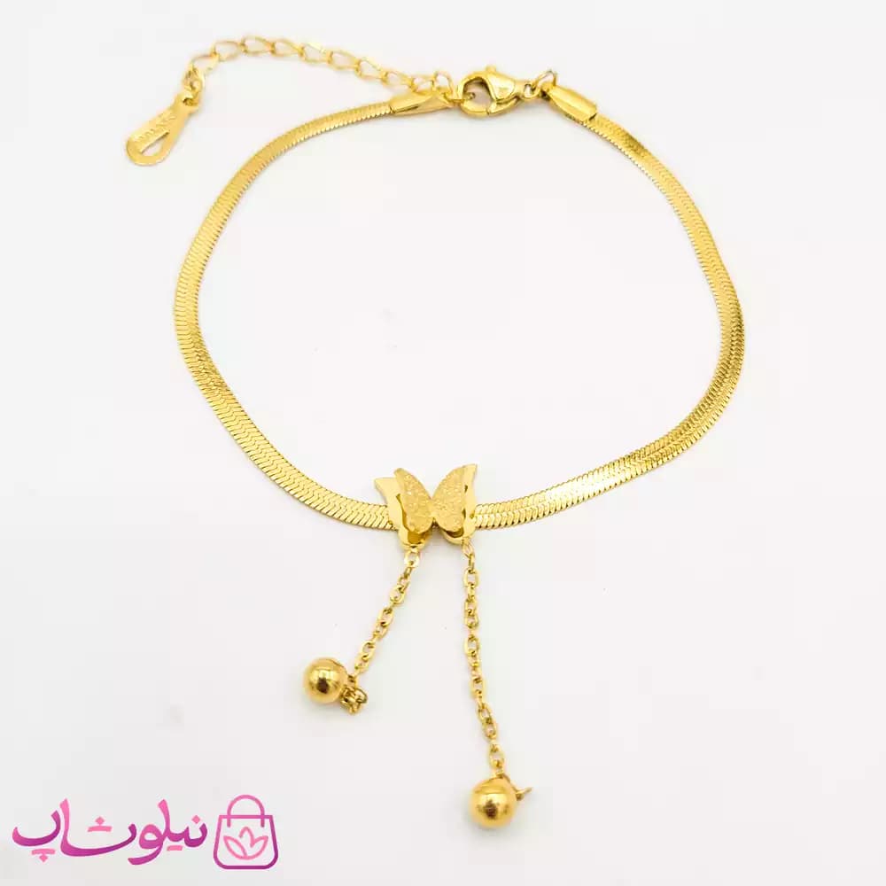 دستبند زنانه با زنجیر ماری طرح پروانه کد 1291