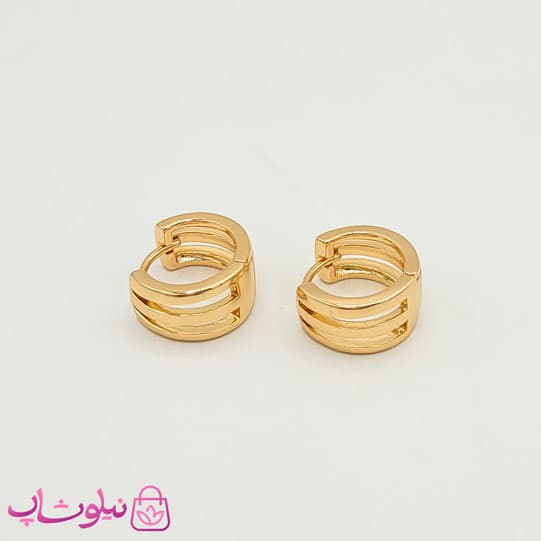 گوشواره حلقه ای پهن ژوپینگ طرحدار کد 649 — تصویر ۲