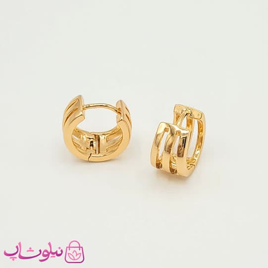 گوشواره حلقه ای پهن ژوپینگ طرحدار کد 649 — تصویر ۴