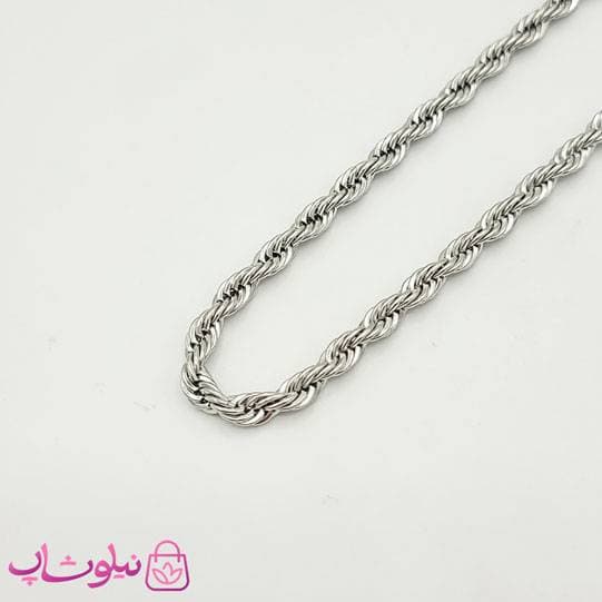 زنجیر طنابی زنانه نقره ای استیل ضخیم 45 سانت کد 1991