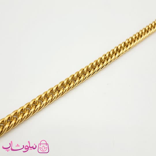 دستبند مردانه زنجیری مدل کارتیه استیل طلایی کد 300 — تصویر ۵
