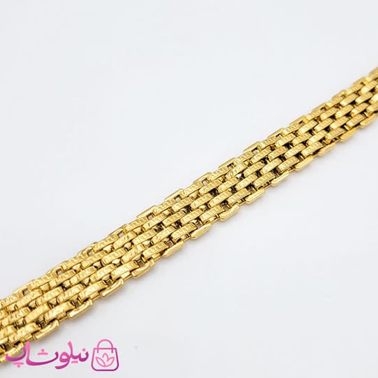 دستبند مردانه طلایی استیل طرح رولکس کد 145 — تصویر ۴