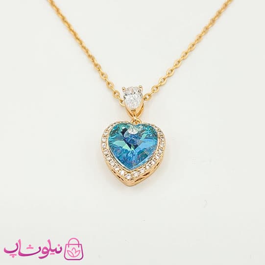 گردنبند سواروسکی ژوپینگ مدل قلب آبی کد 208