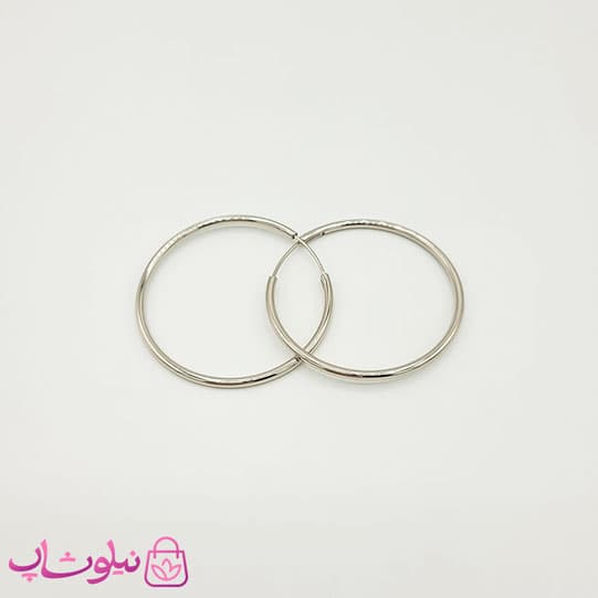 گوشواره حلقه ای ساده ژوپینگ نقره ای کد 1090