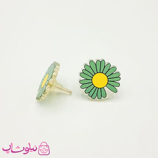 گوشواره دخترانه ژوپینگ مدل گل سبز کد 649-3 — تصویر ۲