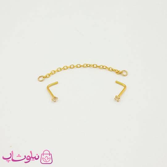 پیرسینگ بینی زنجیردار طلایی کد 892