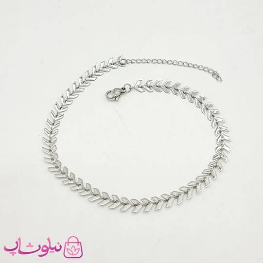 پابند زنانه استیل مدل گندم نقره ای کد 691 — تصویر ۴