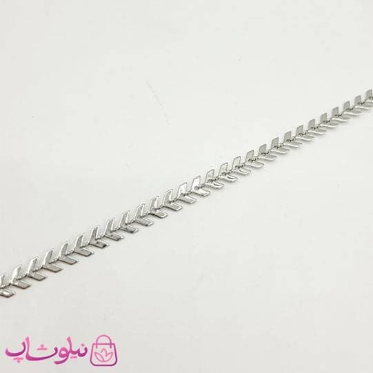 پابند زنانه استیل مدل گندم نقره ای کد 691 — تصویر ۵