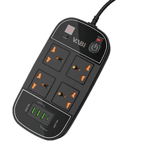 چندراهی برق 3500 وات مجهز به 4 پریز برق و 3 پورت USB وابی مدل VABi PS2