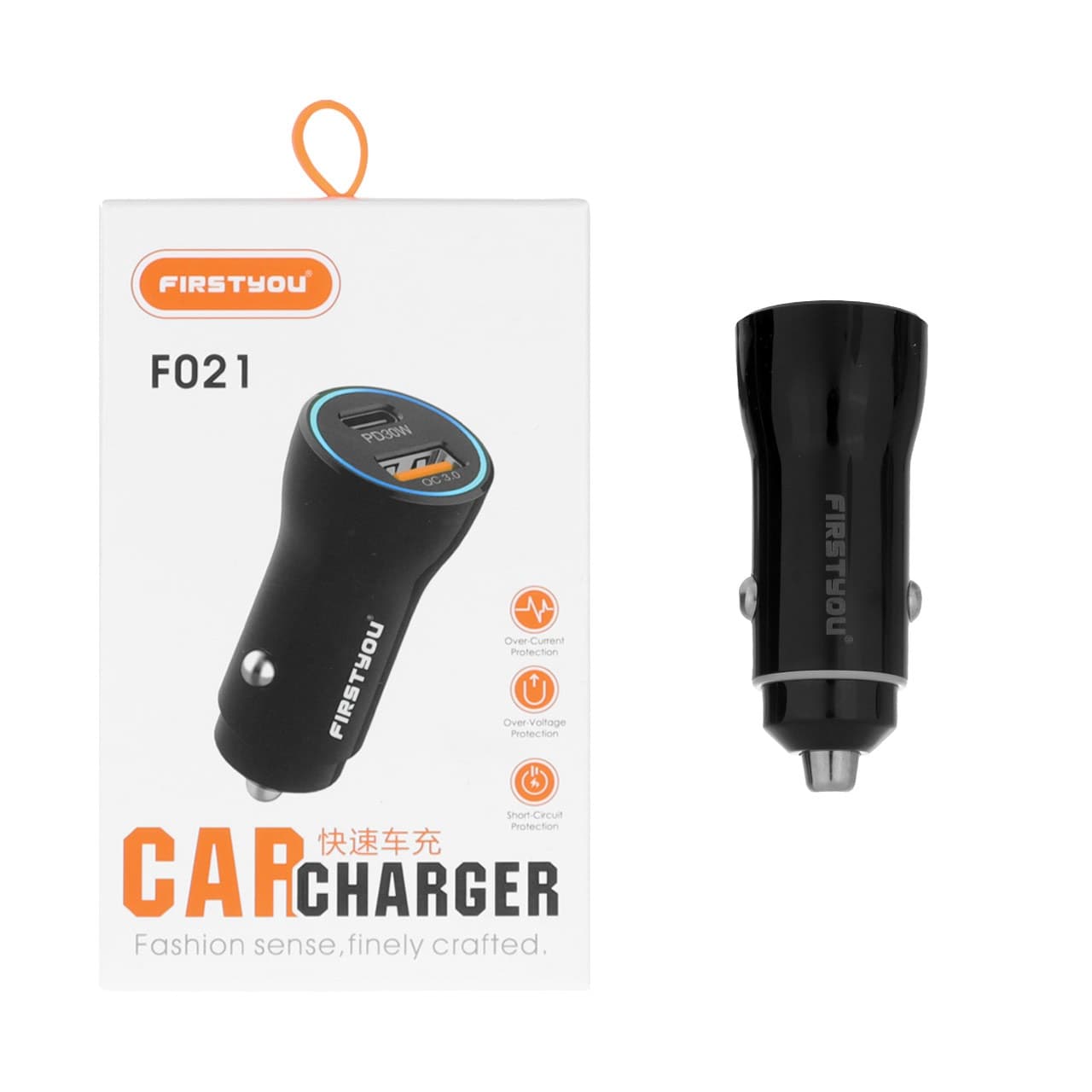 شارژر فندکی فست و PD دو پورت FIRSTYOU مدل F021 48W – مشکی — تصویر ۳