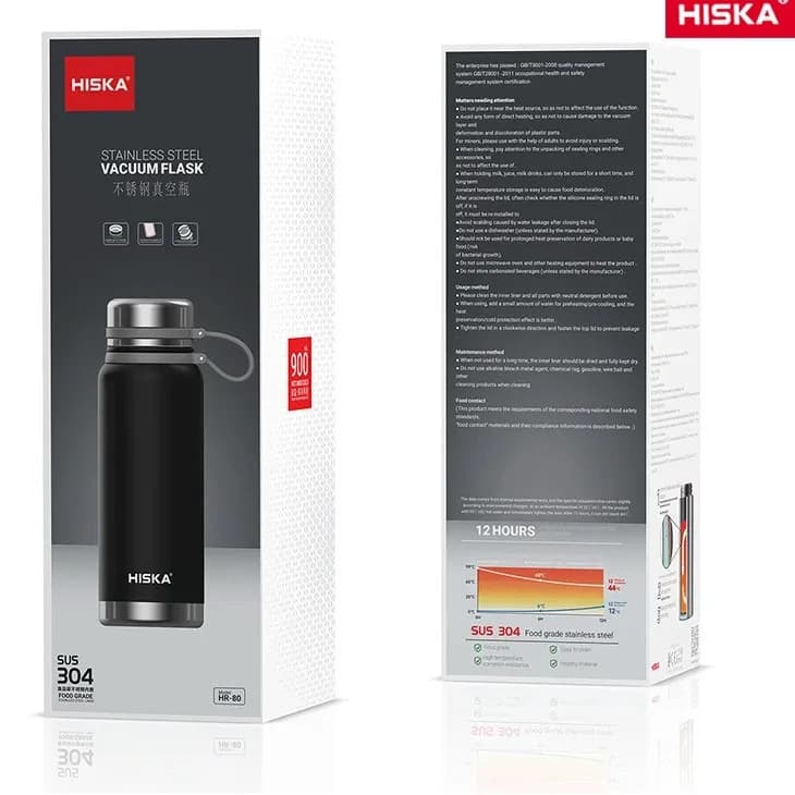 فلاسک سفری استیل وکیوم استیل ضد زنگ Hiska HR-80 — تصویر ۸