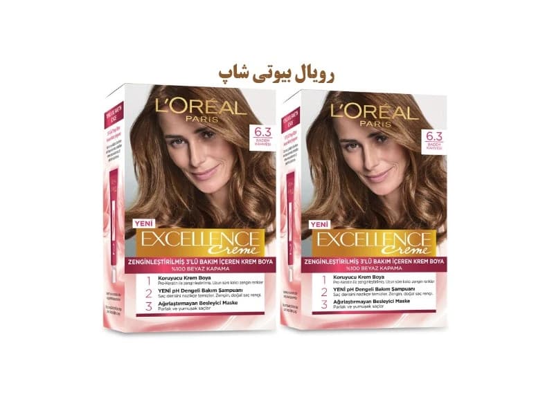 پک 2 تایی رنگ مو EXCELLENCE شماره 6.3 رنگ قهوه ای بادامی — تصویر ۵