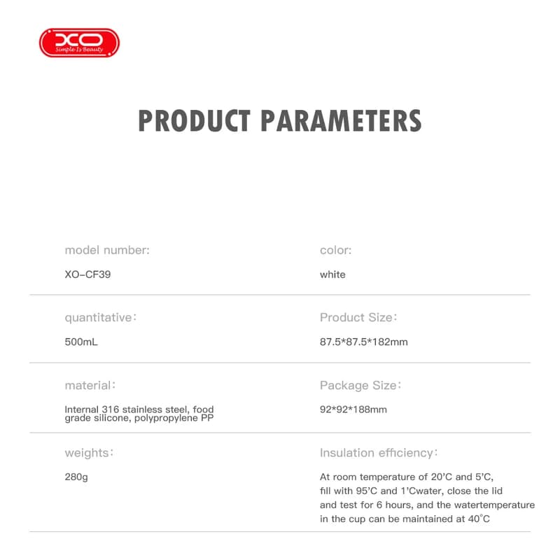 ماگ مسافرتی ایکس او (XO) مدل XO-CF39 گنجایش 0.5 لیتر — تصویر ۷