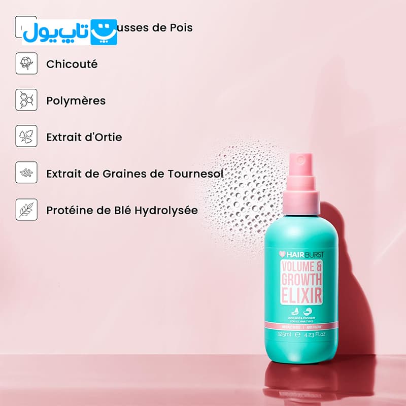 اسپری مو هیربرست HairBurst مدل Volume & Growth Elixir تقویت‌ کننده و حجم‌ دهنده مو حجم 125 میلی‌ لیتر — تصویر ۸