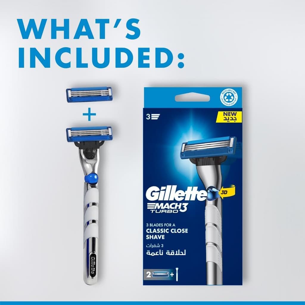 خود تراش مچ تری توربو 2یدک ژیلت مدل2 Gillette Mach3 Turbo — تصویر ۱۲