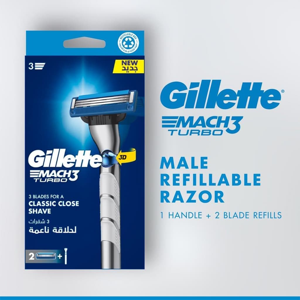 خود تراش مچ تری توربو 2یدک ژیلت مدل2 Gillette Mach3 Turbo — تصویر ۸