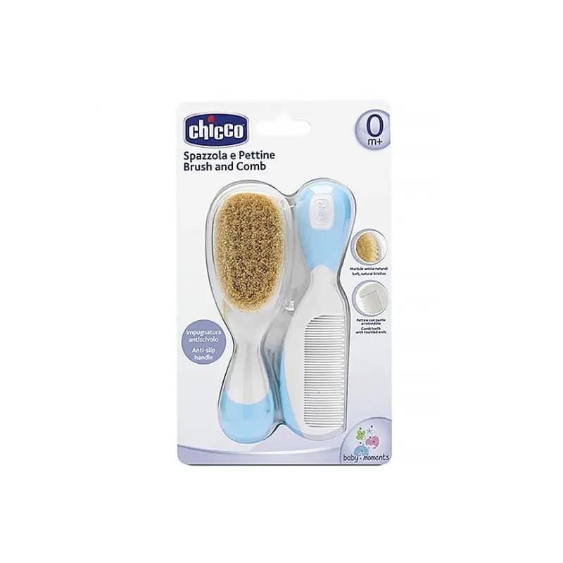 ست شانه و برس طبیعی آبی چیکو CHICCO
