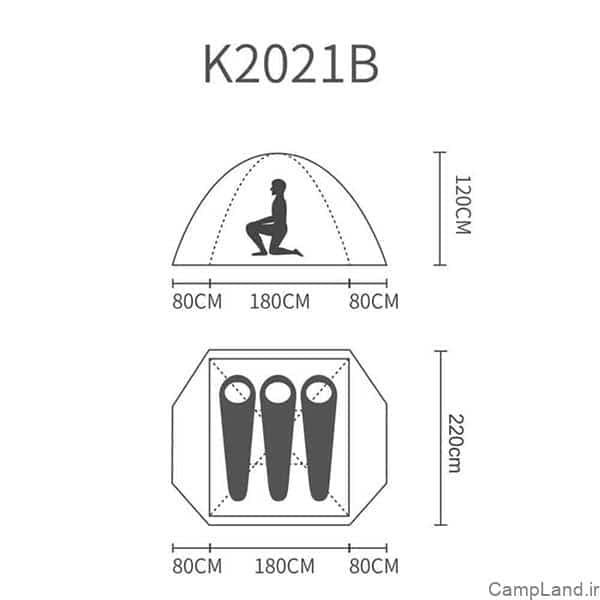 چادر سه نفره کله گاوی مدل PEKYNEW K-2021 کد B — تصویر ۹