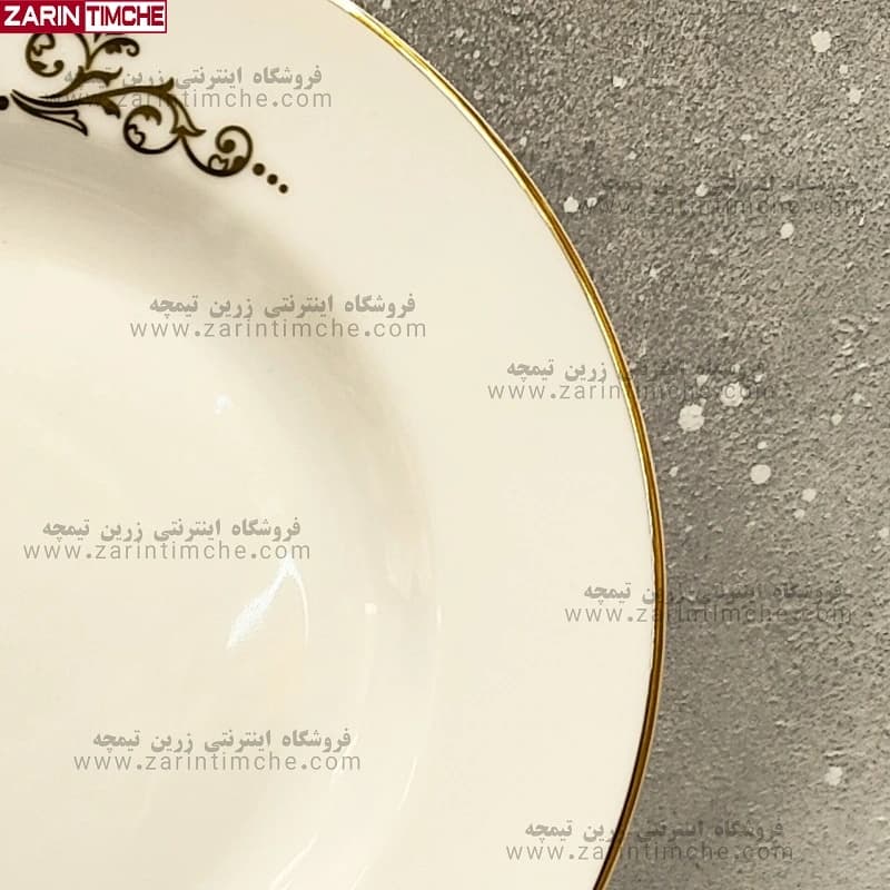 پیش دستی میوه خوری چینی زرین مدل کوئین طلایی — تصویر ۷