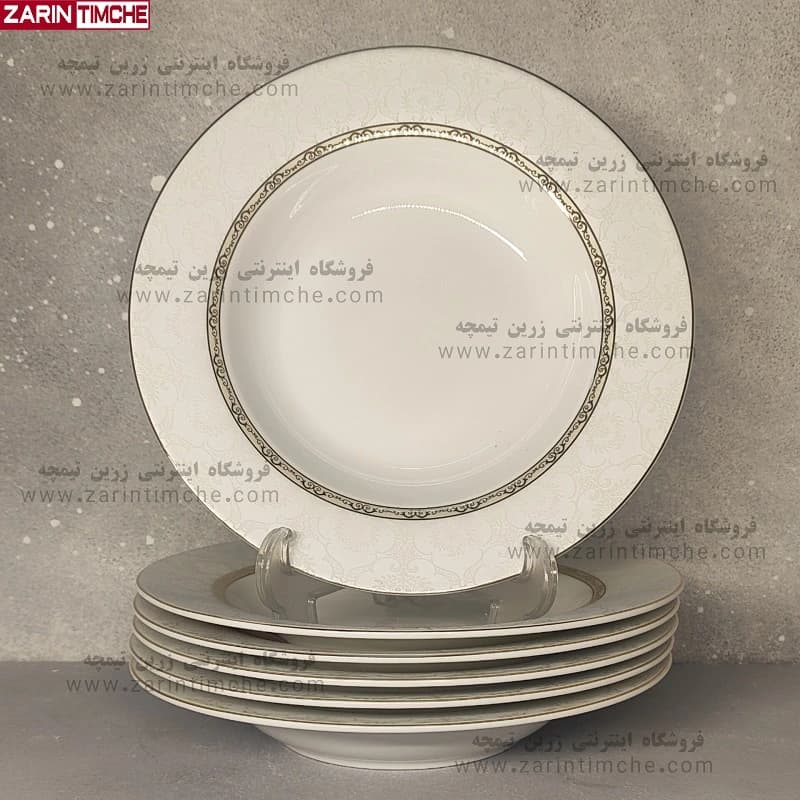 بشقاب خورشت خوری چینی زرین مدل هدیه طلایی
