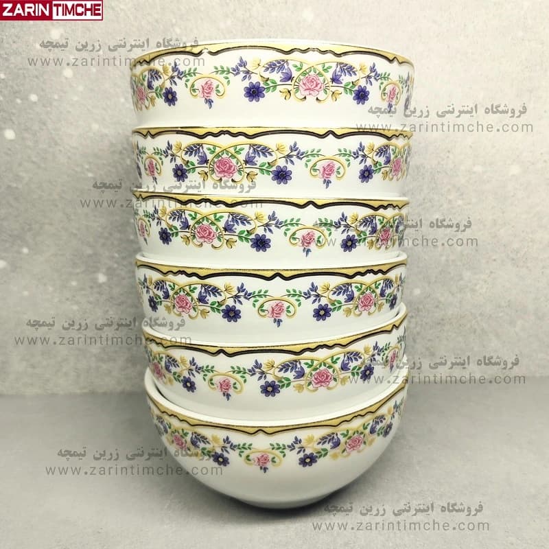 پیاله ترشی چینی زرین مدل گلستان