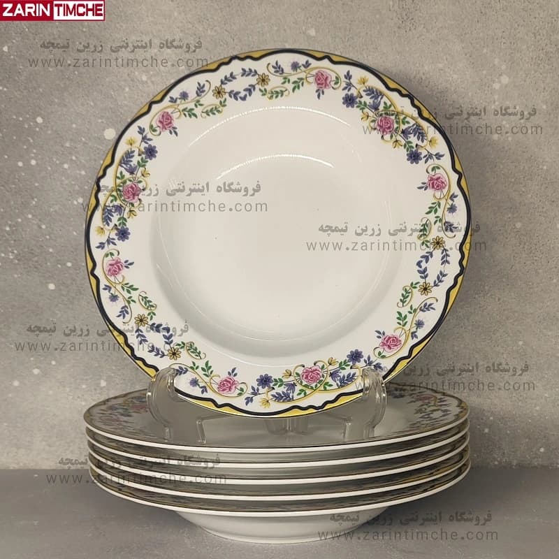 بشقاب خورشت خوری چینی زرین مدل گلستان
