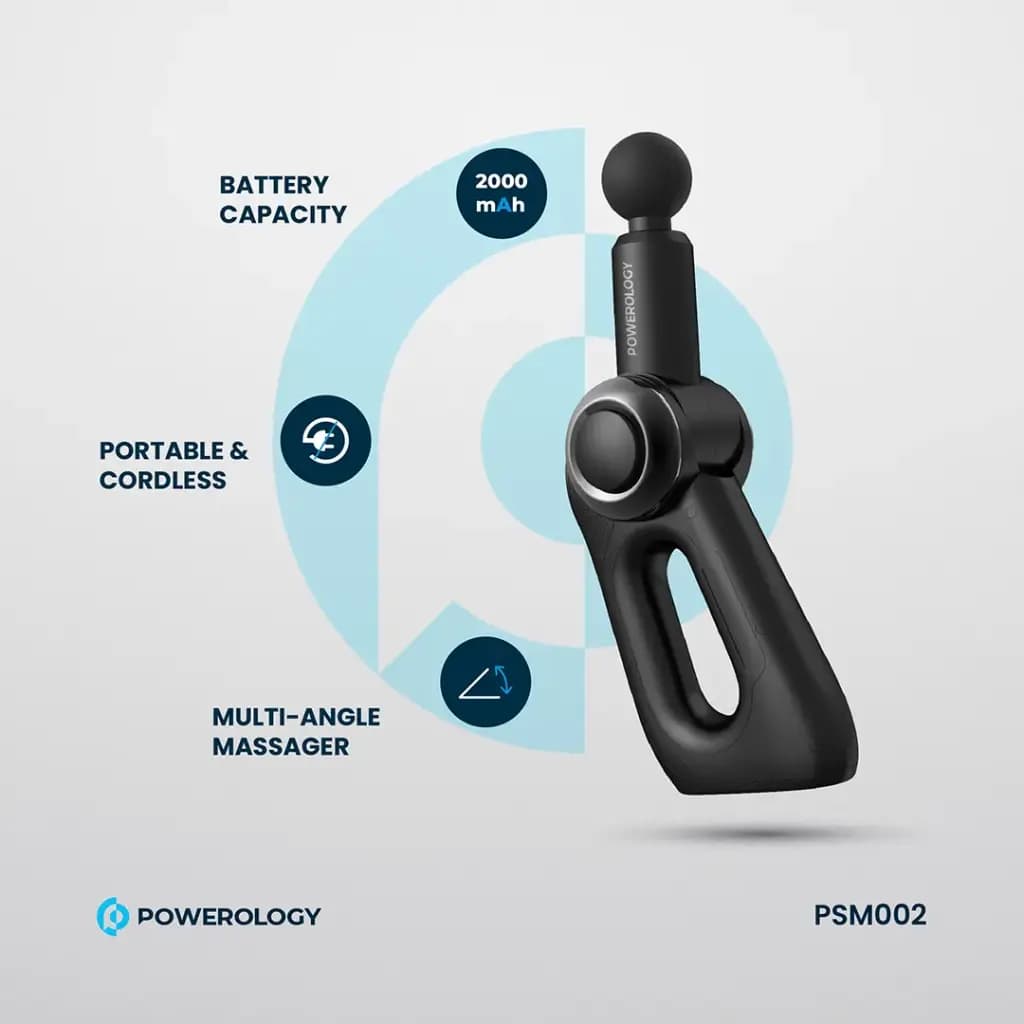ماساژور تفنگی پاورولورژی Powerology Full-Body Massage Gun PSM02 — تصویر ۴