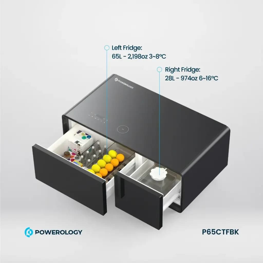 میز یخچال دار پاورولوژی Powerology Fridge Coffee Table HiFi Speaker 93L — تصویر ۸