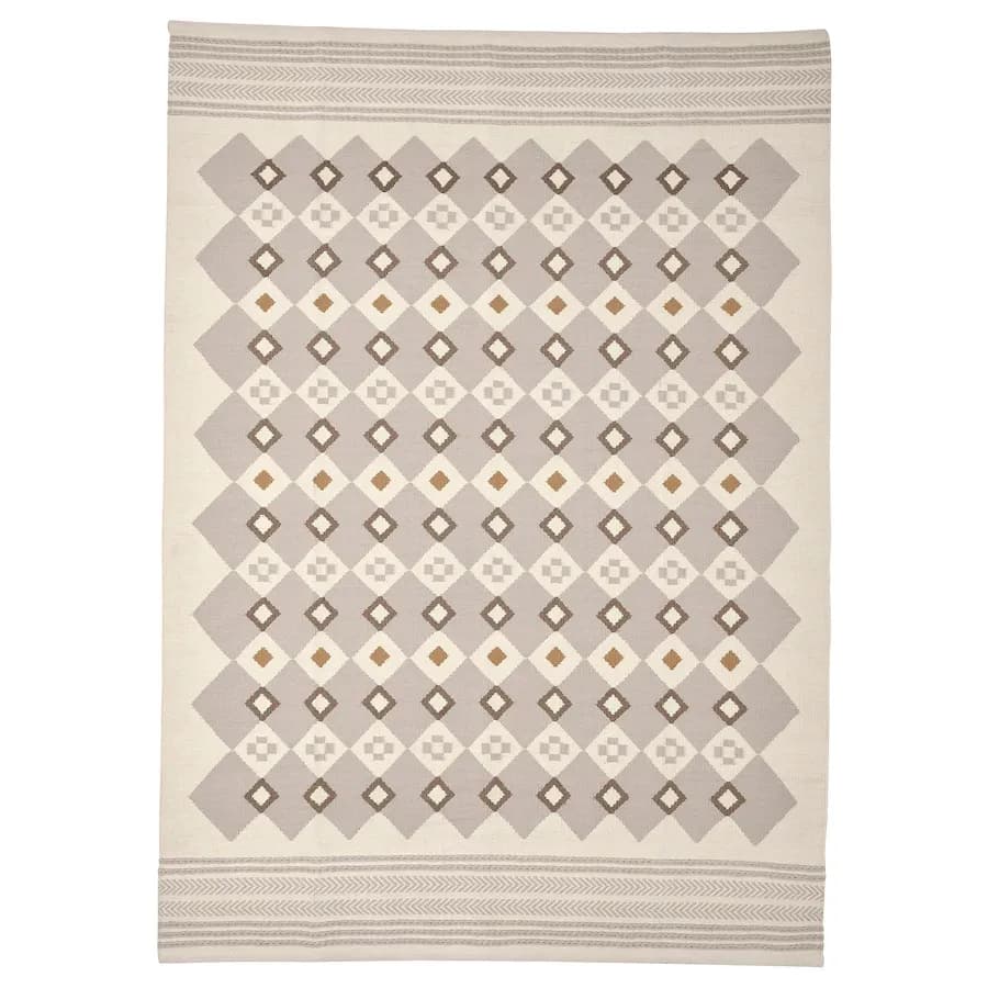 فرش دستباف ایکیا VAGNAT کرم خاکستری، 200×300 سانتیمتر